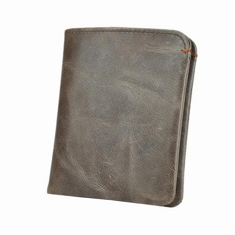 Leather Men's Billfold Wallet Bifold Small Wallet Black Slim Wallet Front Pocket Wallet For Men