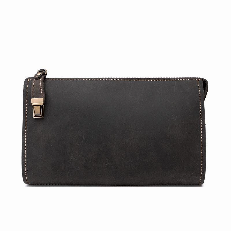 Leather Men Zipper Wristlet Wallet Clutch Long Wallets for Men