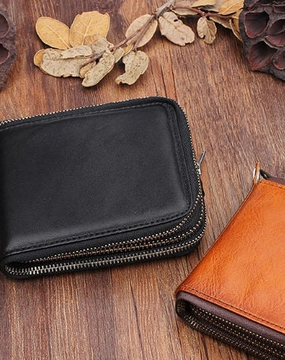Leather Mens Cool billfold Zipper Wallets Men Small Wallets Bifold for Men