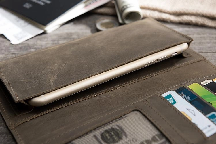 Leather Mens Long Wallet Cool Leather Wallet Long Bifold Wallets for Men