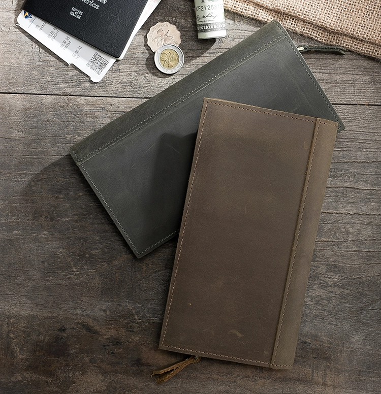 Leather Mens Long Wallet Cool Leather Wallet Long Bifold Wallets for Men