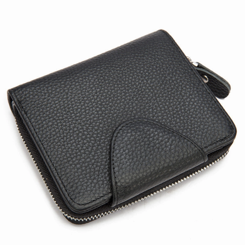 Leather Mens Wallet billfold Zipper Bifold Wallet Vintage Wallet for Men