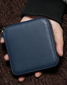 Leather Mens Zipper Cool billfold Leather Wallet Men Small Wallets Bifold for Men