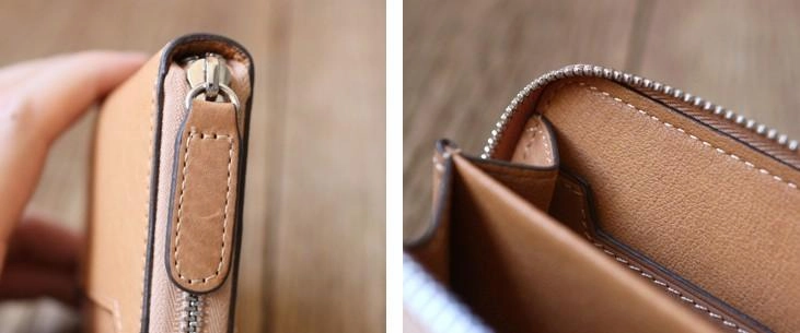 Leather Mens Zipper Front Pocket Wallet Card Wallet Slim billfold Small Change Wallet for Men