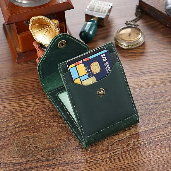 Leather Small Mens Wallet Zipper billfold Front Pocket Wallet Driver's License Card Wallet for Men