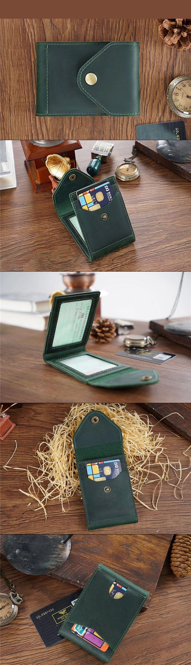 Leather Small Mens Wallet Zipper billfold Front Pocket Wallet Driver's License Card Wallet for Men