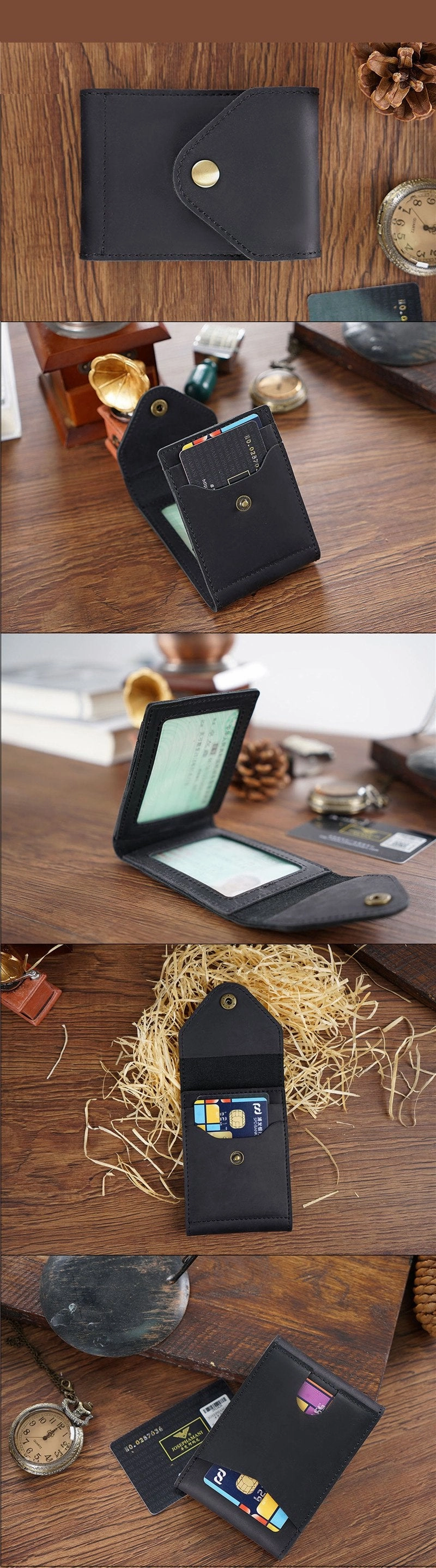 Leather Small Mens Wallet Zipper billfold Front Pocket Wallet Driver's License Card Wallet for Men
