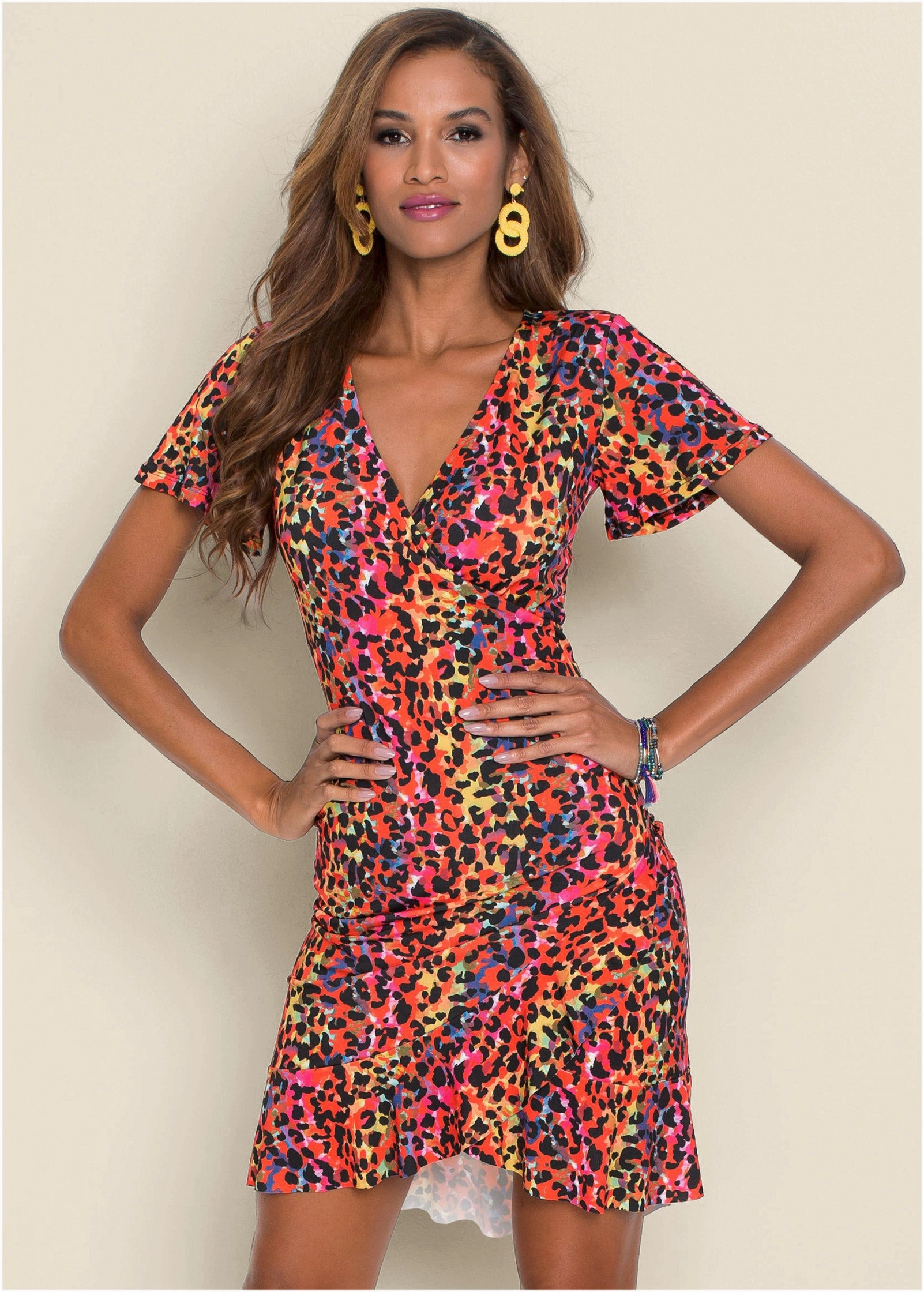 Leopard Printed Dress - Pink Multi