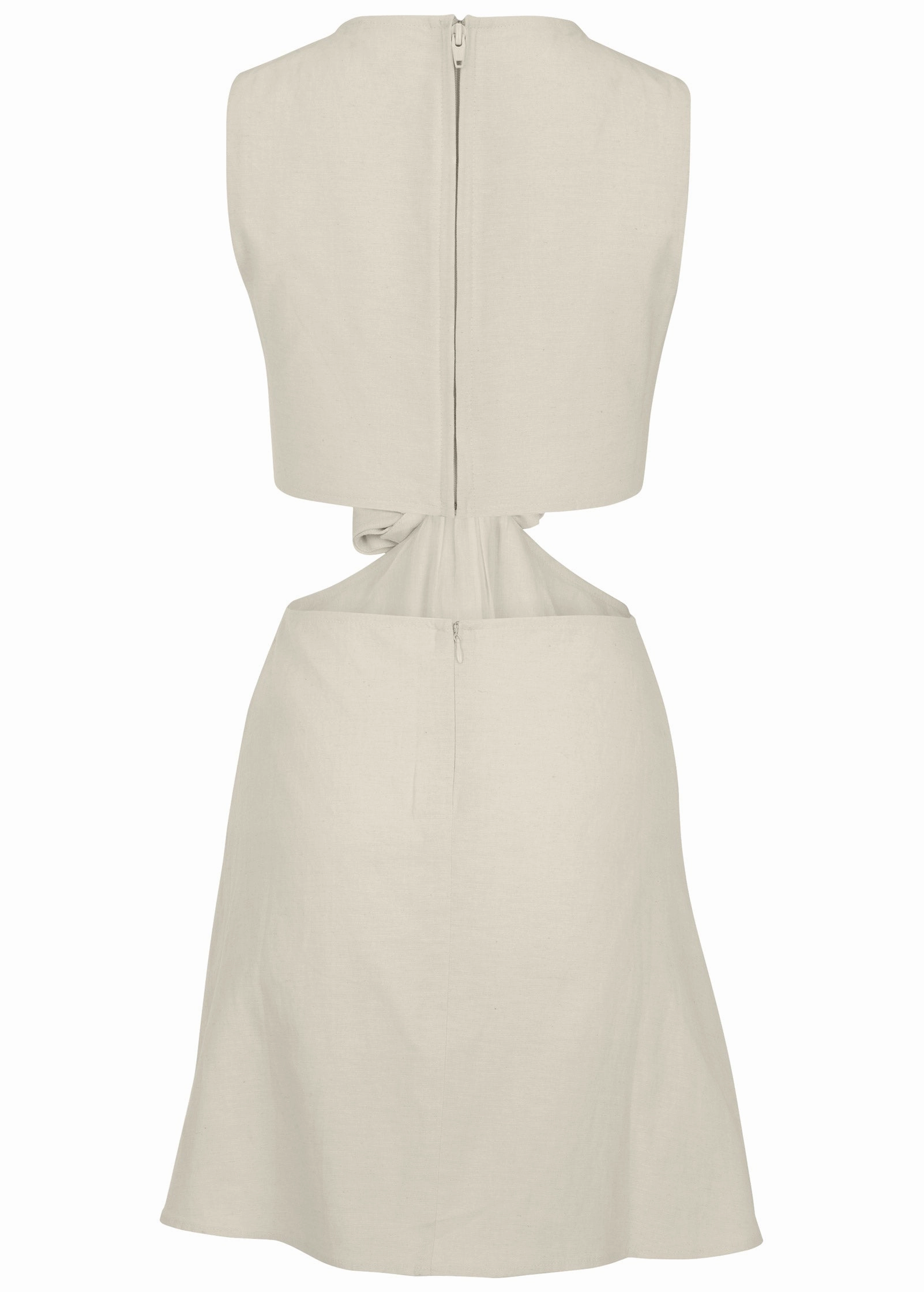 Linen Cutout Mini Dress - Cream
