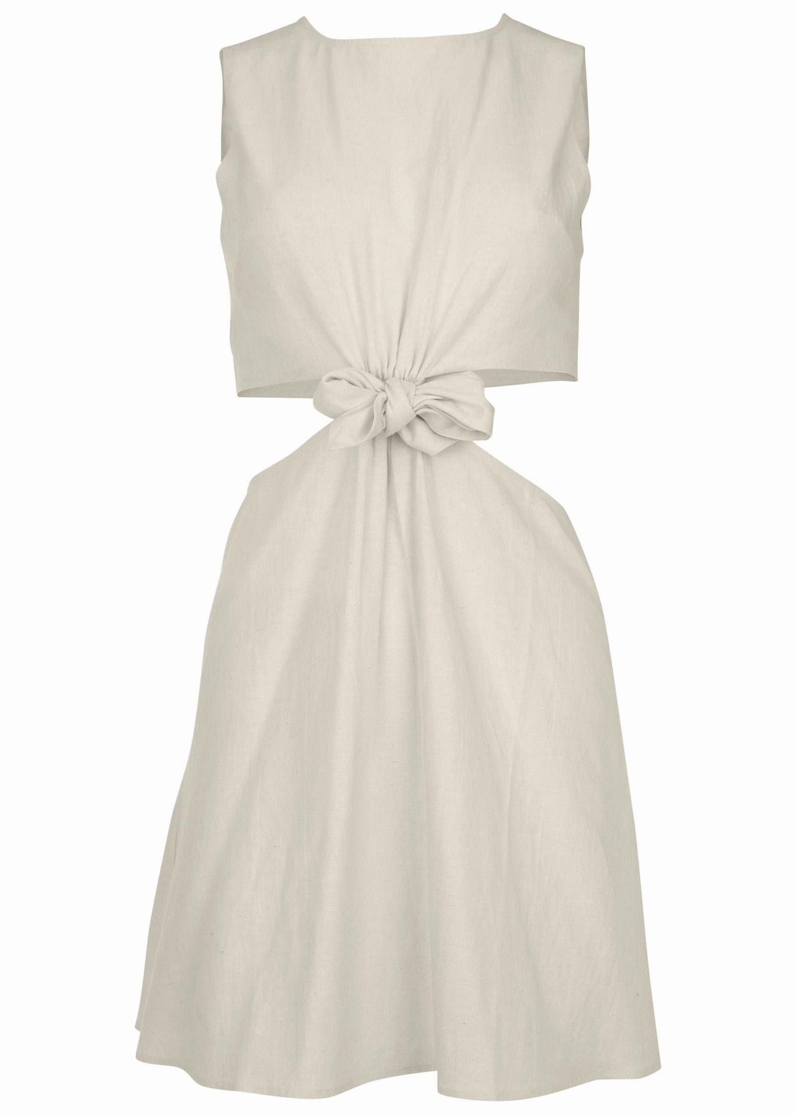 Linen Cutout Mini Dress - Cream