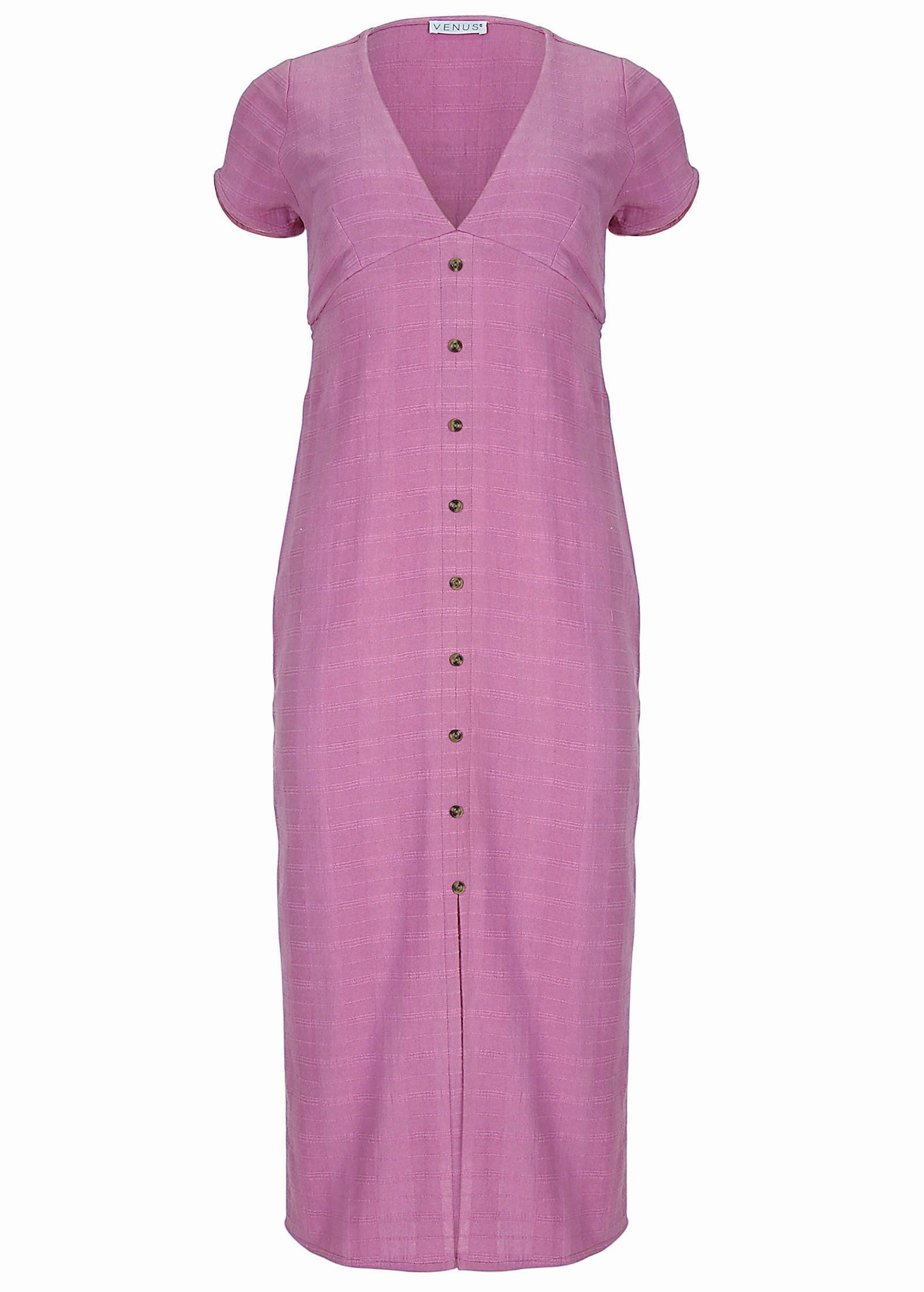 Linen Midi Dress - Purple