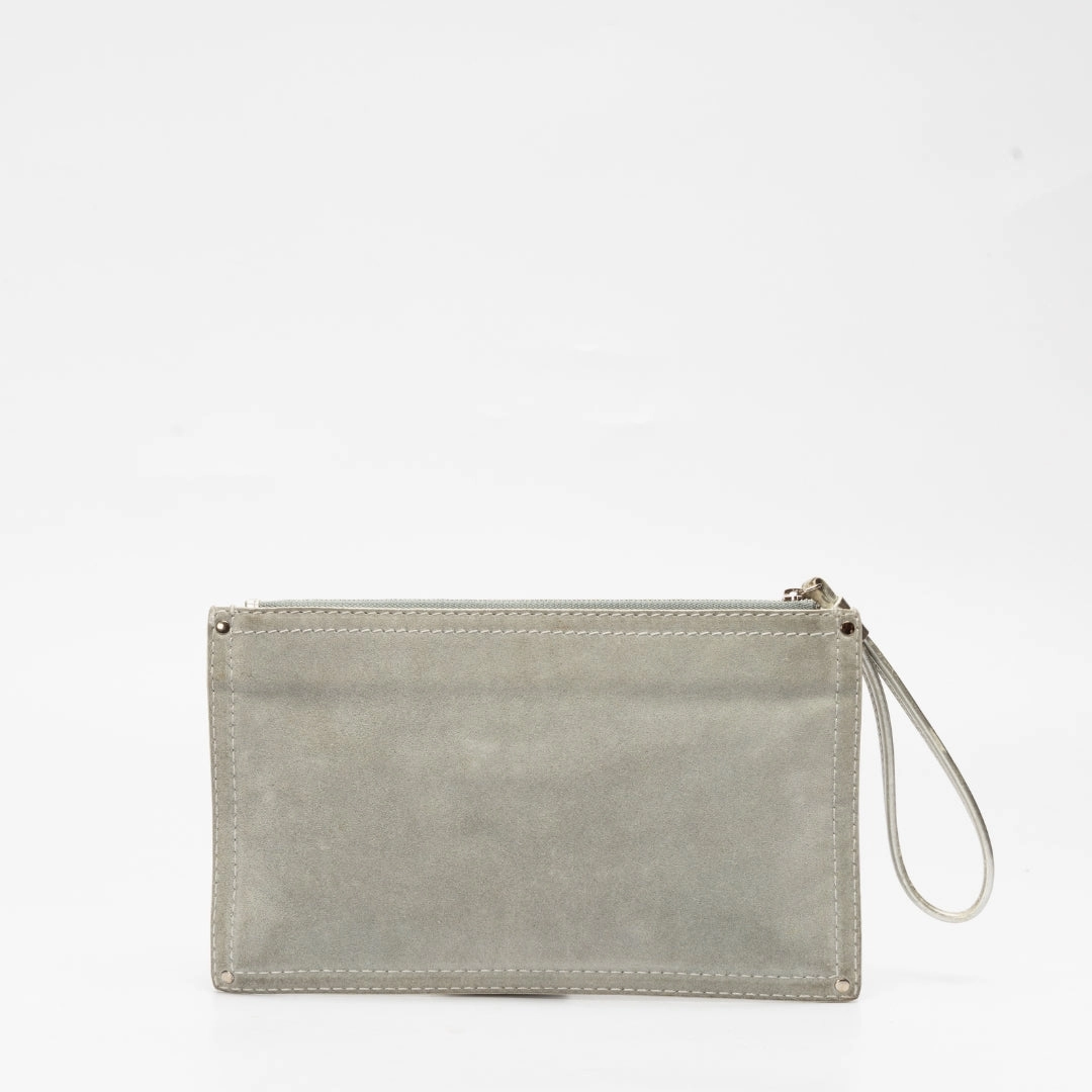 Loewe Grey Suede Wristlet
