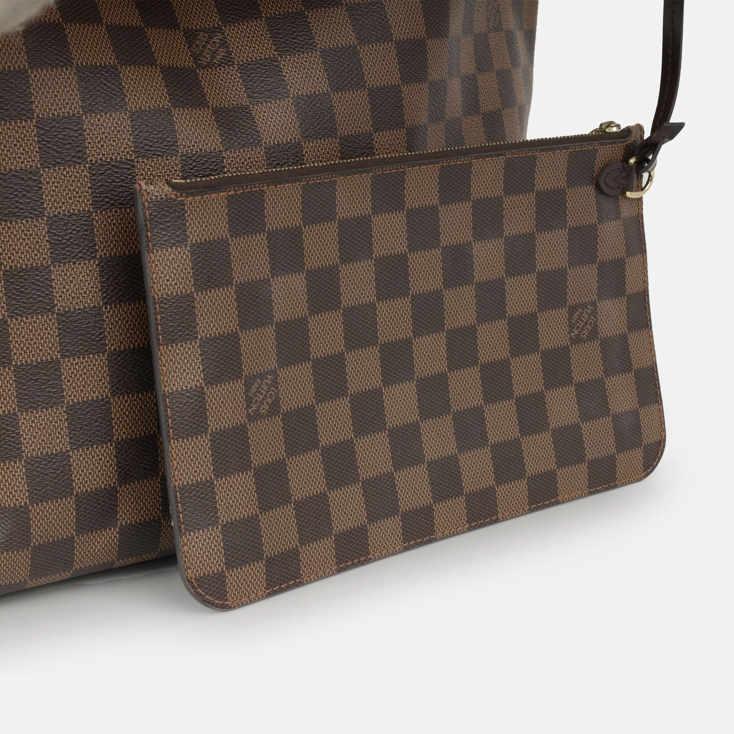 Louis Vuitton - Neverfull PM - Damier Ebene / Red Striped Lining GHW - Very Good - 2015