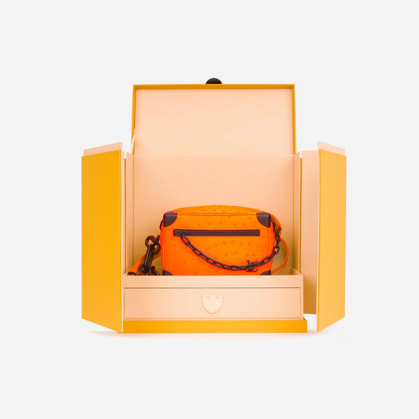 Louis Vuitton Louis Vuitton - Mini Soft Trunk - Neon Orange Ostrich BHW - Pre-Loved