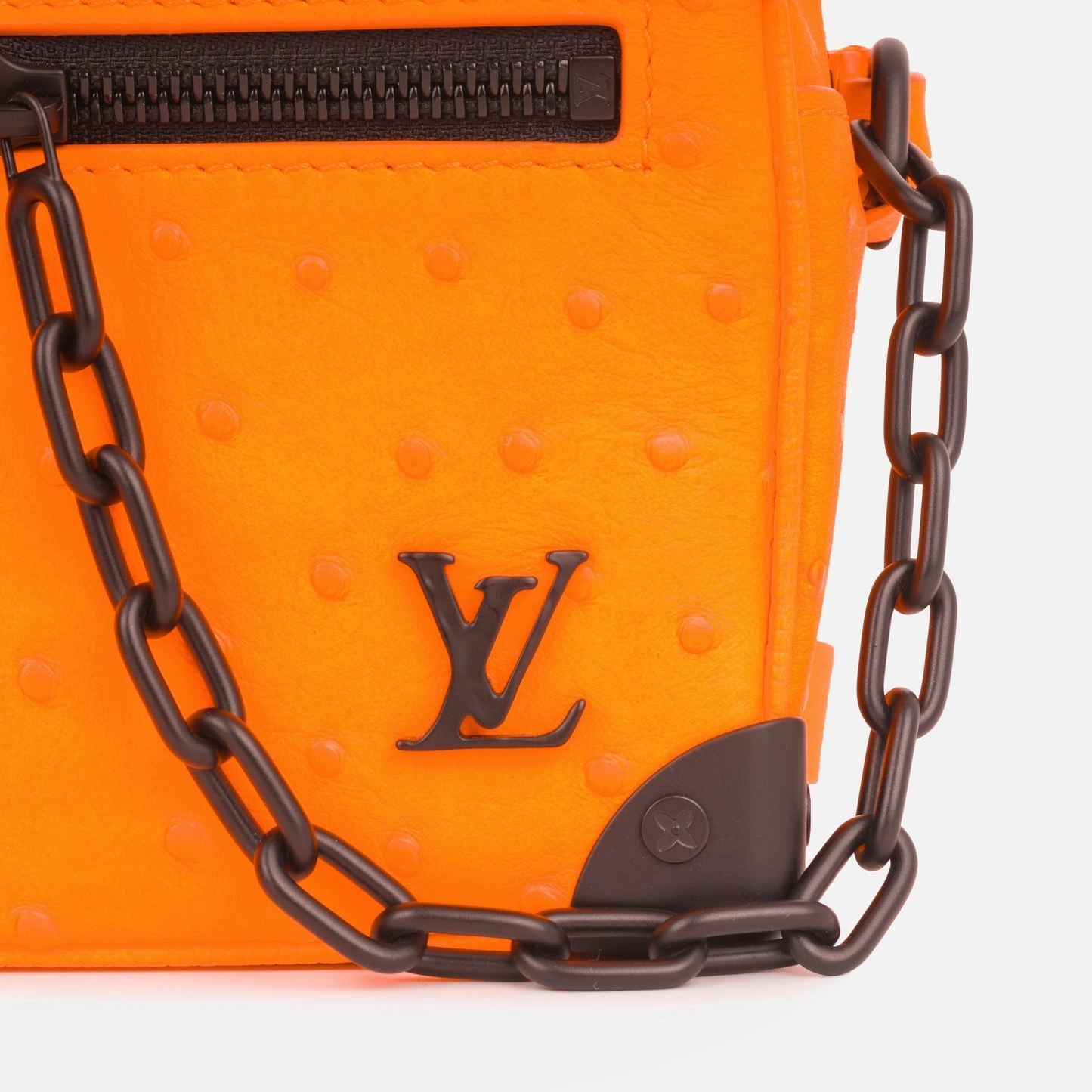 Louis Vuitton Louis Vuitton - Mini Soft Trunk - Neon Orange Ostrich BHW - Pre-Loved