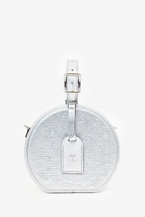 Louis Vuitton Silver Metallic Epi Petite Boite Chapeau with Strap
