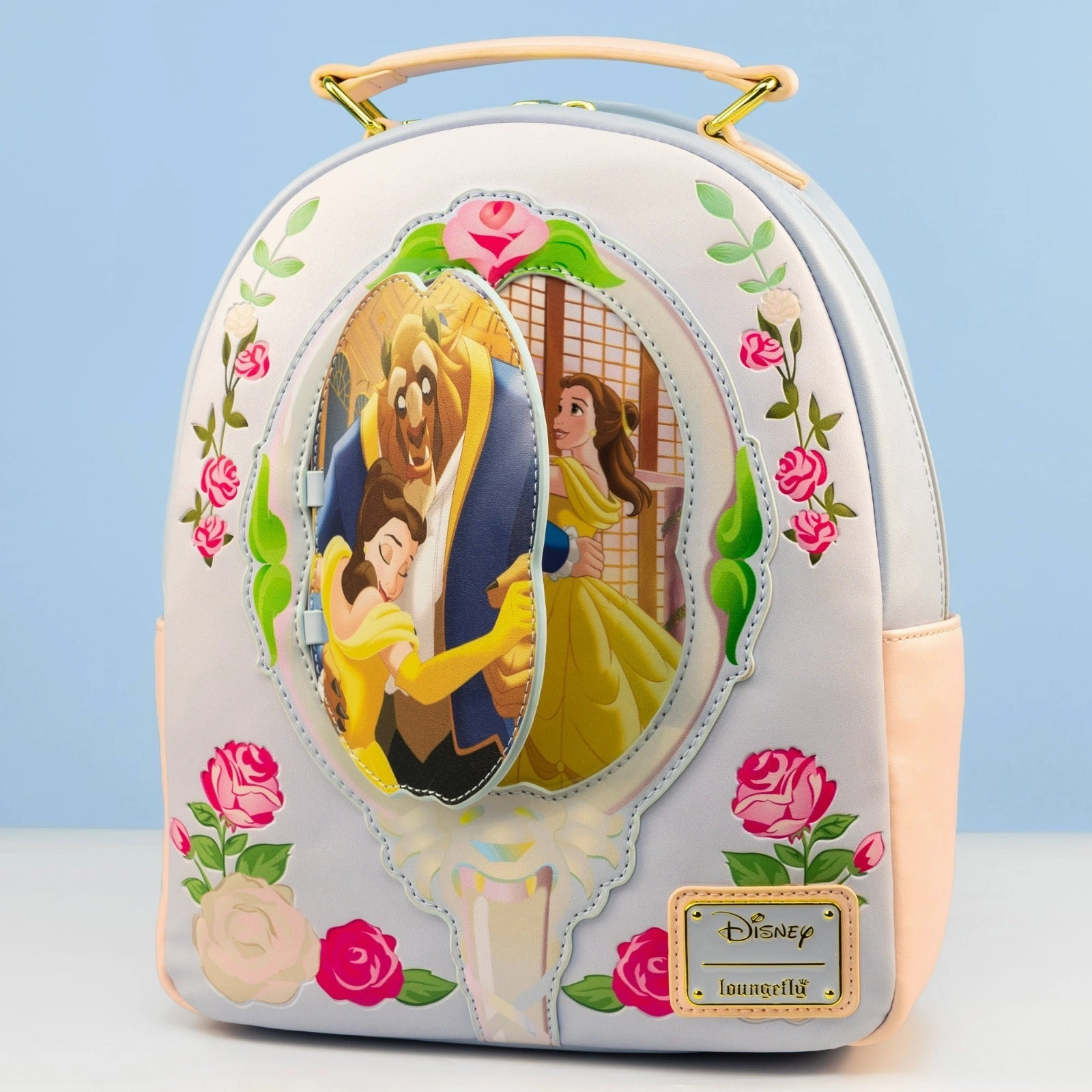 Loungefly x Disney Beauty and The Beast Floral Mirror Mini Backpack