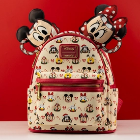 Loungefly x Disney Mickey and Minnie Hot Cocoa AOP Mini Backpack with Headband Combo