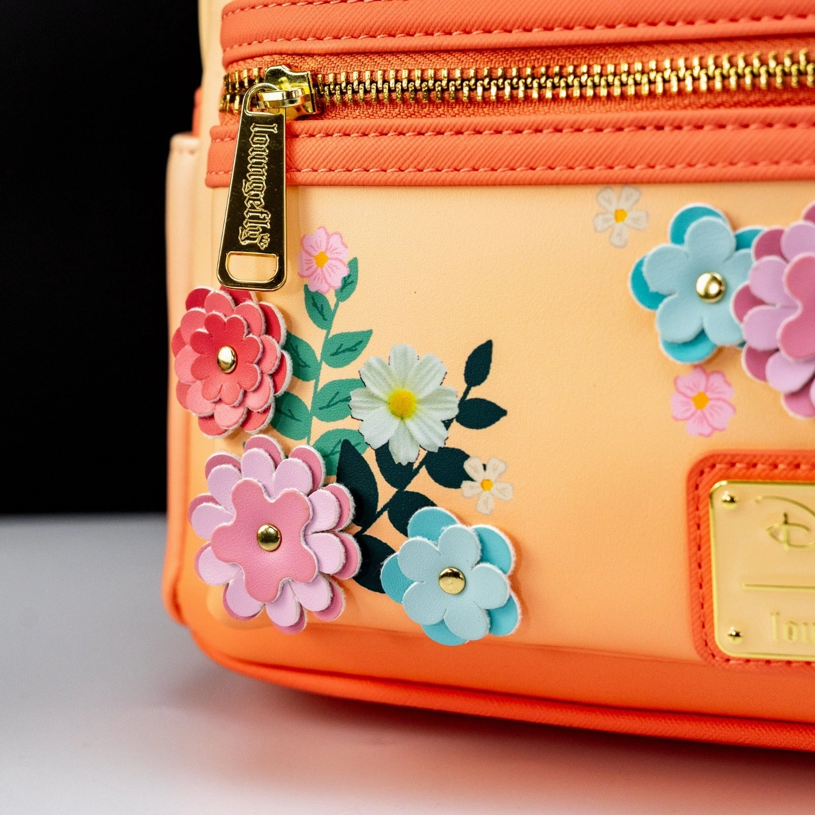 Loungefly x Disney Minnie Mouse Peach Floral Mini Backpack