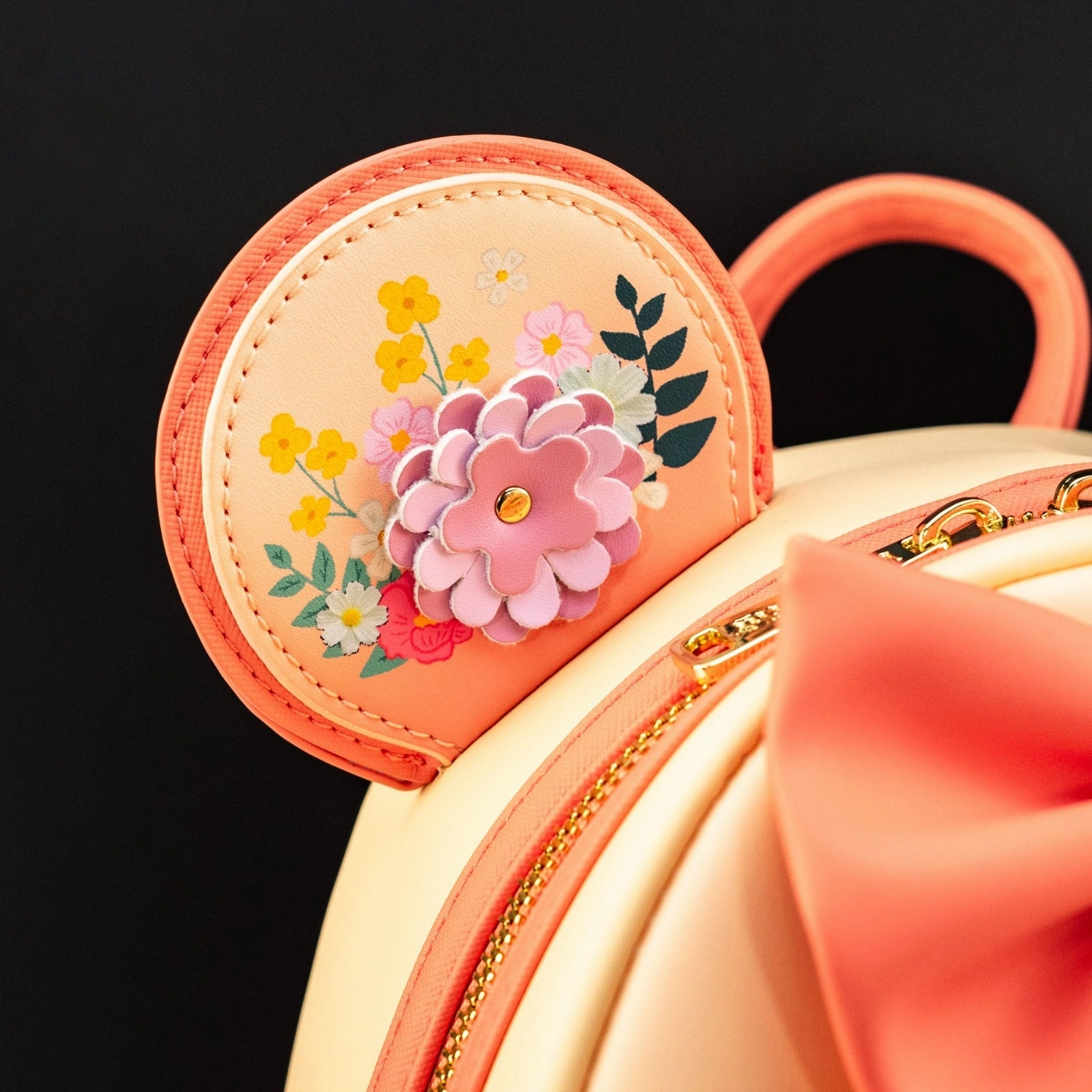 Loungefly x Disney Minnie Mouse Peach Floral Mini Backpack