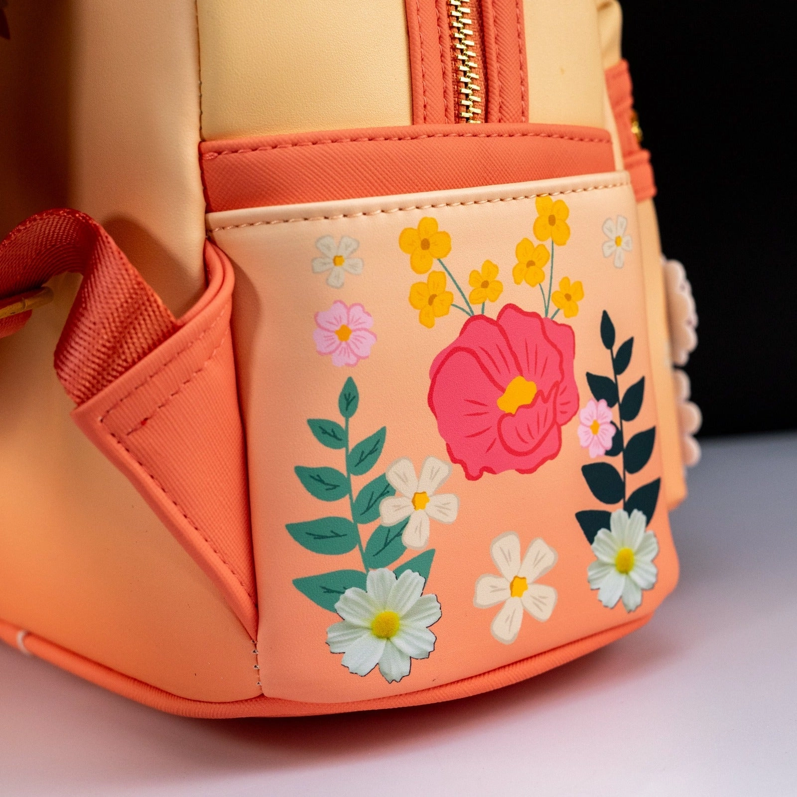 Loungefly x Disney Minnie Mouse Peach Floral Mini Backpack