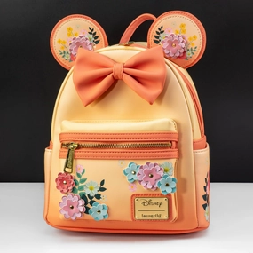 Loungefly x Disney Minnie Mouse Peach Floral Mini Backpack
