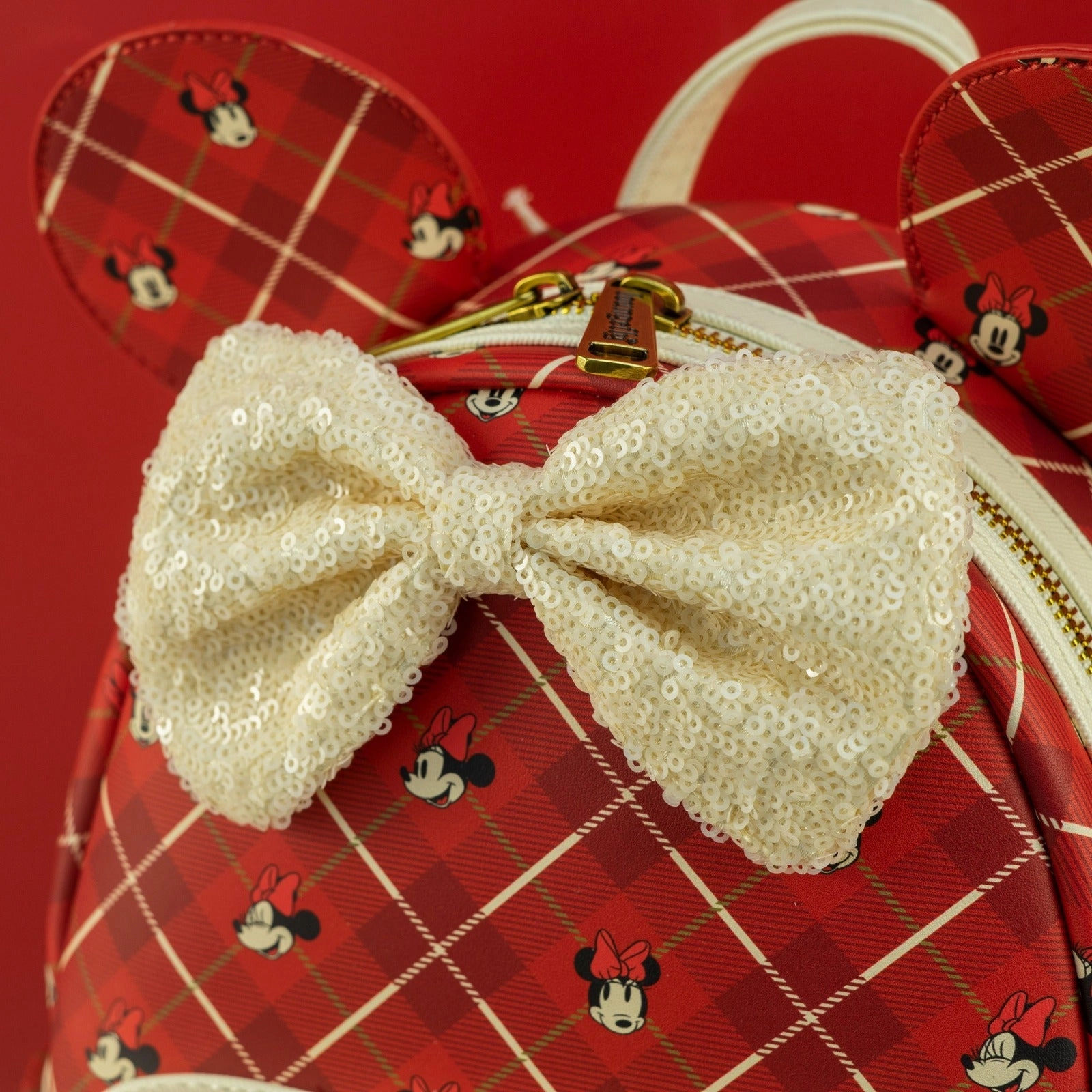 Loungefly x Disney Minnie Mouse Plaid Sequin Mini Backpack