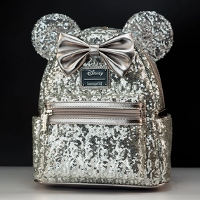 Loungefly x Disney Minnie Mouse Sequin Silver Backpack