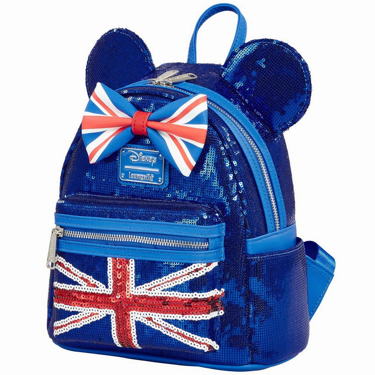 Loungefly x Disney Minnie Mouse Union Jack Sequin Mini Backpack