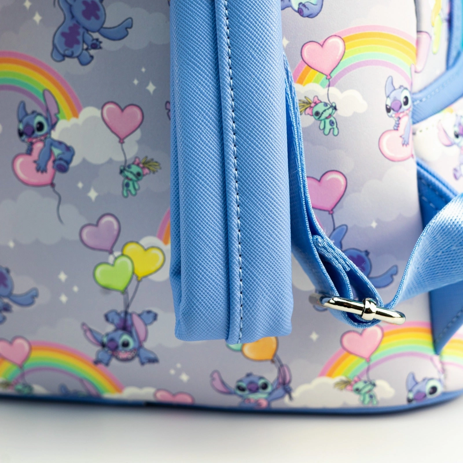 Loungefly x Disney Stitch Rainbows and Heart Balloons All Over Print Mini Backpack