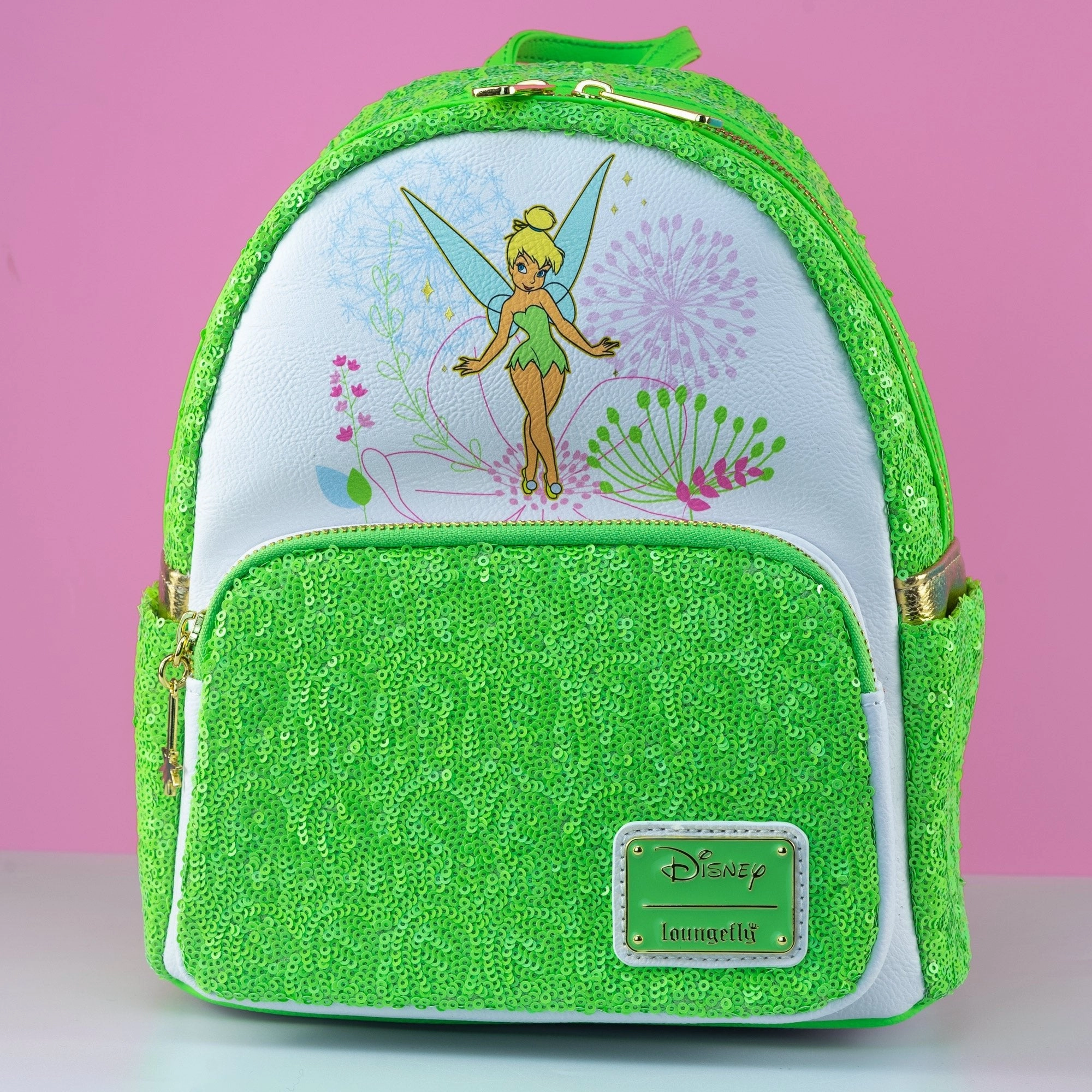 Loungefly x Disney Tinkerbell Green Sequin Mini Backpack