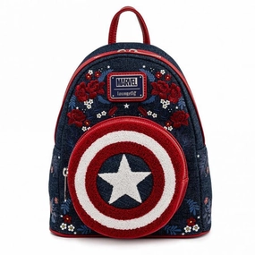 Loungefly x Marvel Captain America 80th Anniversary Floral Shield Mini Backpack