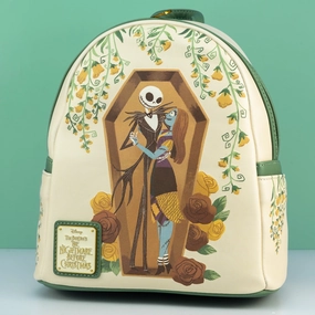 Loungefly x The Nightmare Before Christmas Floral Jack and Sally Coffin Mini Backpack