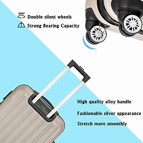 Luggage Set 20" 24" 28" 3 Piece Hardside Suitcase with Spinner Wheel TSA Lock Lightweight Carry On