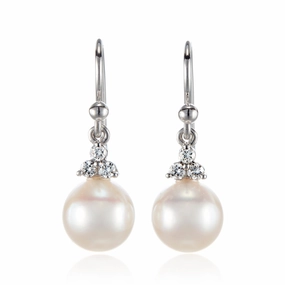 Madison Drop Earrings in White Akoya Pearls