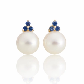 Madison Earrings in Pearls & Sapphires