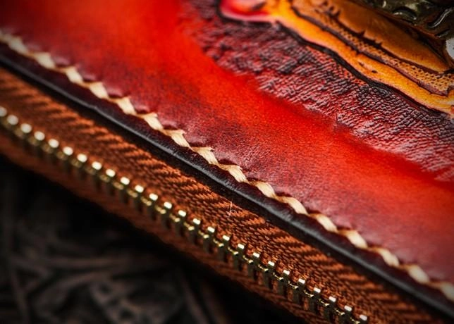 Mahkla Leather Brown Small Biker Wallet Mens Cool billfold Chain Wallet Trucker Wallet with Chain