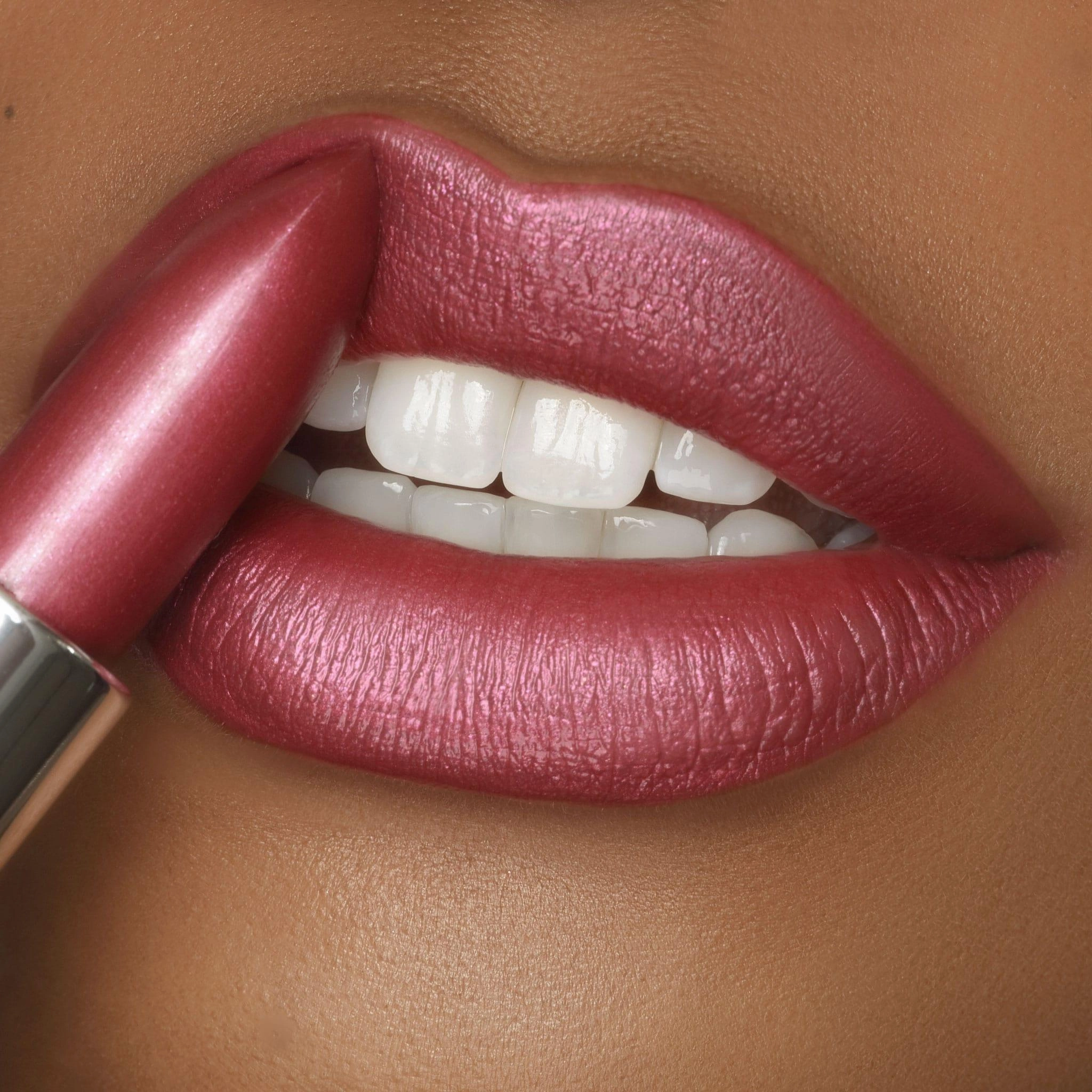 Mahvelous Crme | A Muted Raspberry with Pink and Gold Shimmer Lipstick
