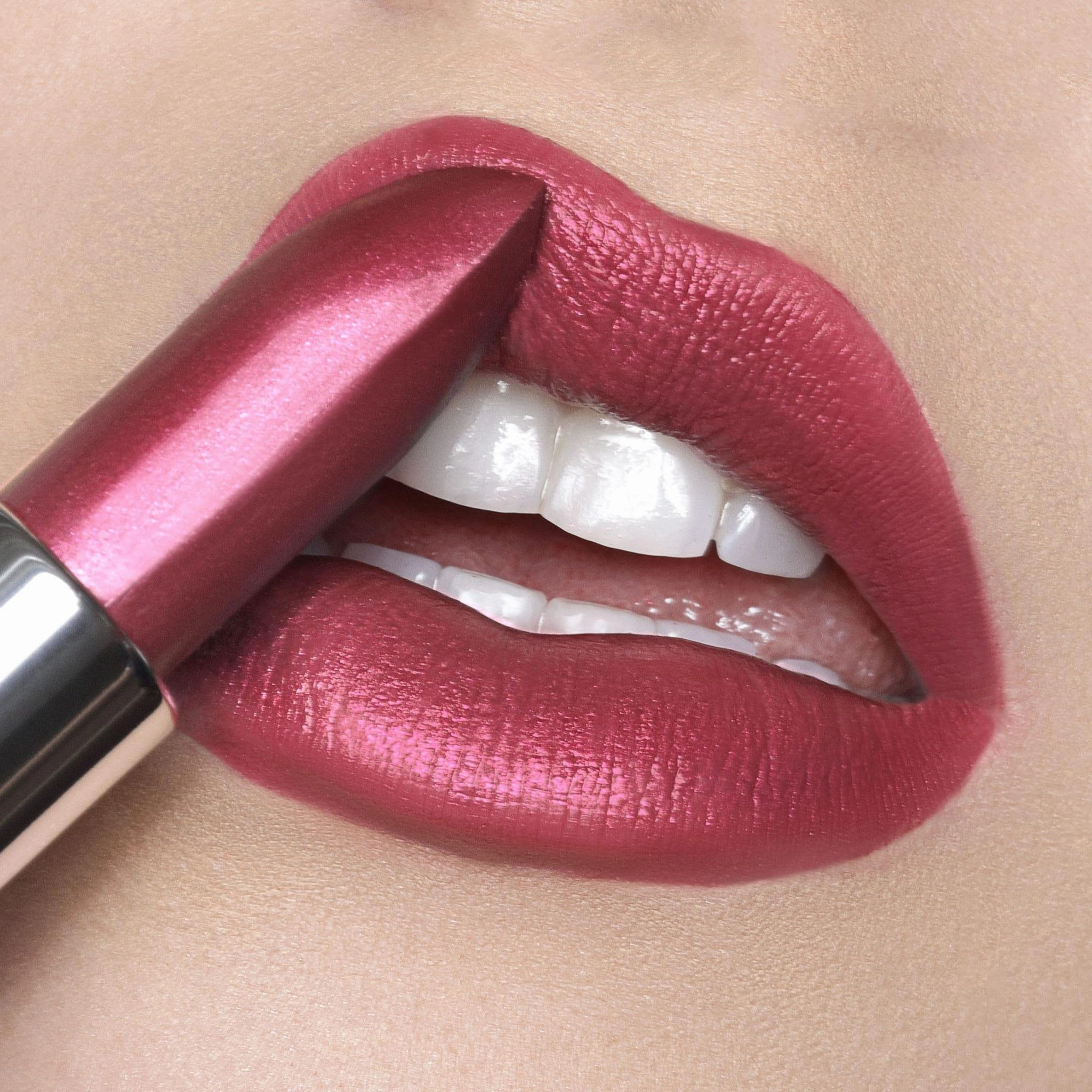 Mahvelous Crme | A Muted Raspberry with Pink and Gold Shimmer Lipstick