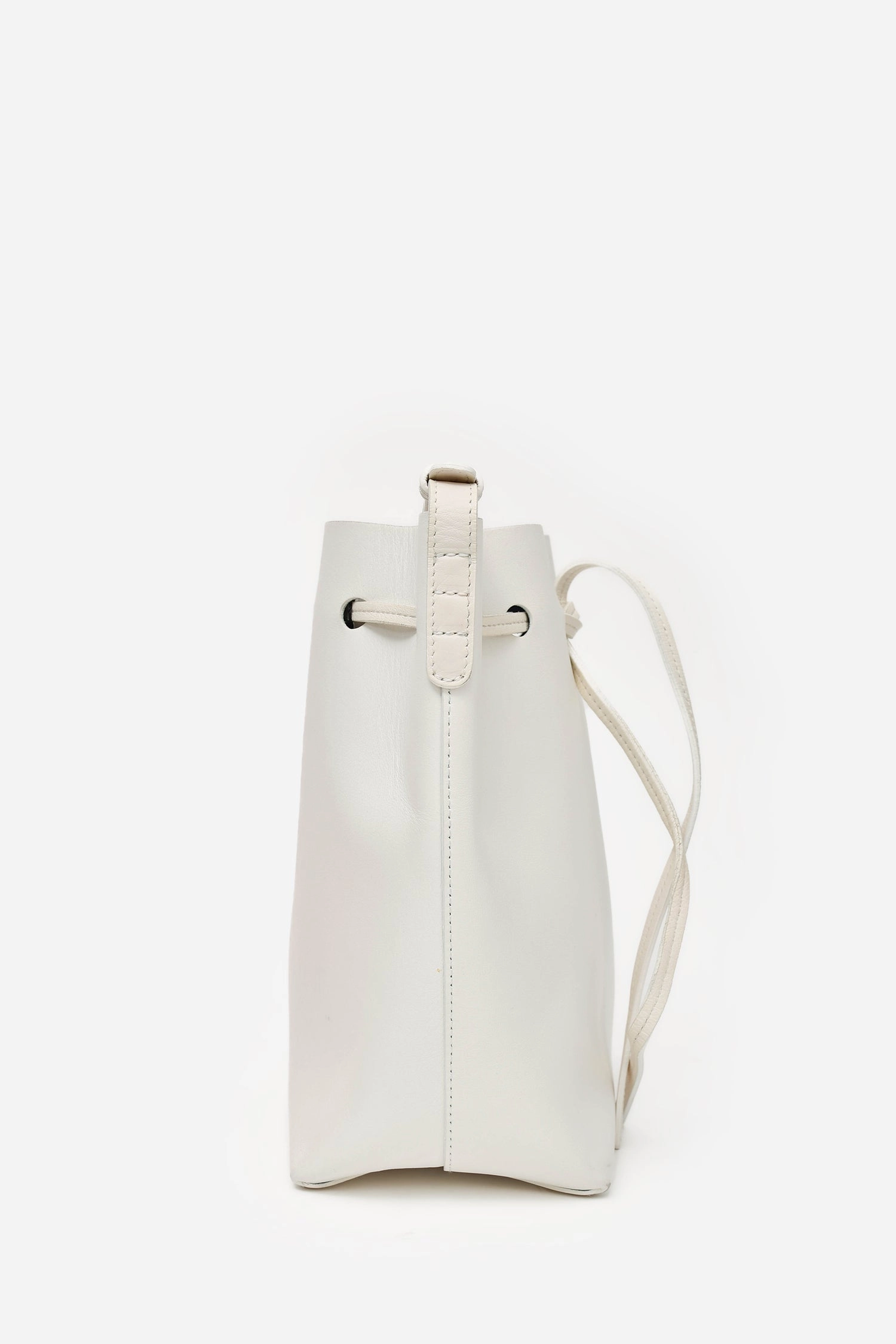 Mansur Gavriel White Faux Leather Bucket Bag (As Is)