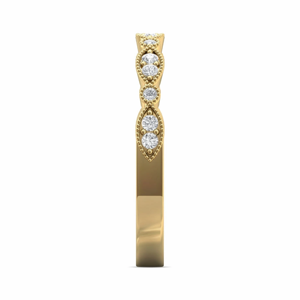 Martin Flyer 14k Round and Marquise Bead Set Wedding Band