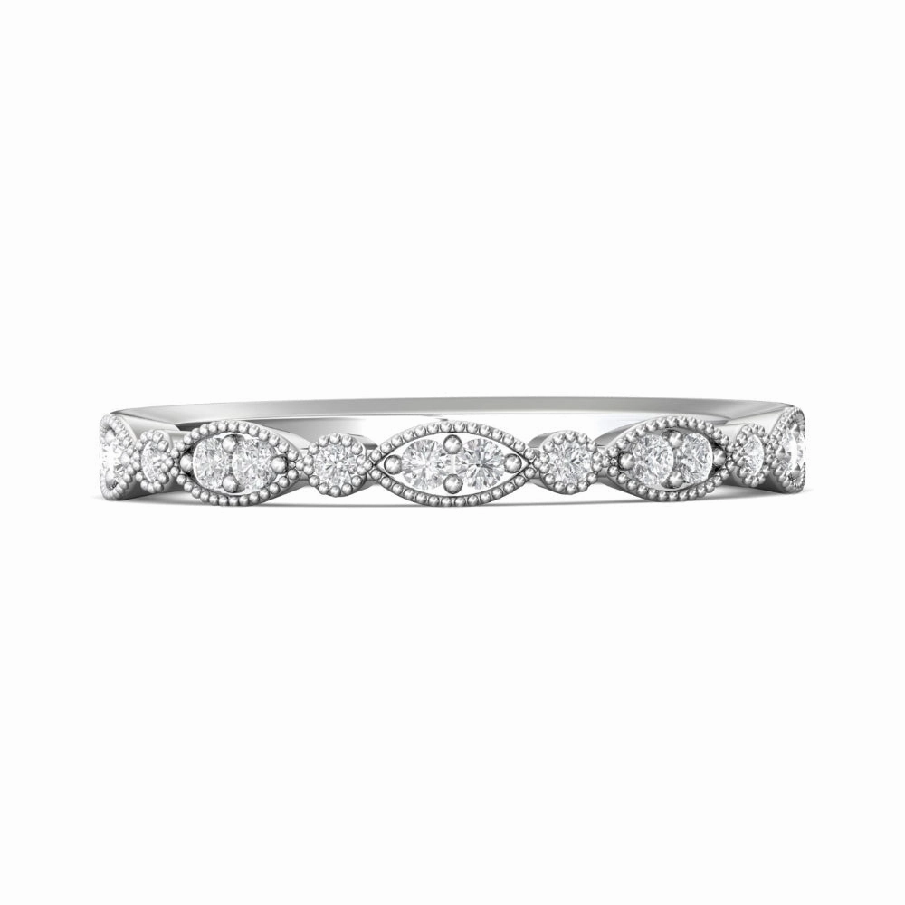 Martin Flyer 14k Round and Marquise Bead Set Wedding Band