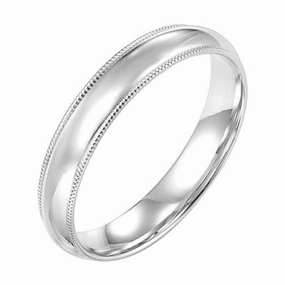 Men's 14k 4mm Low Dome Comfort Fit Plain Wedding Band