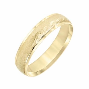Men's 14k 5mm Low Dome Carved Wedding Band