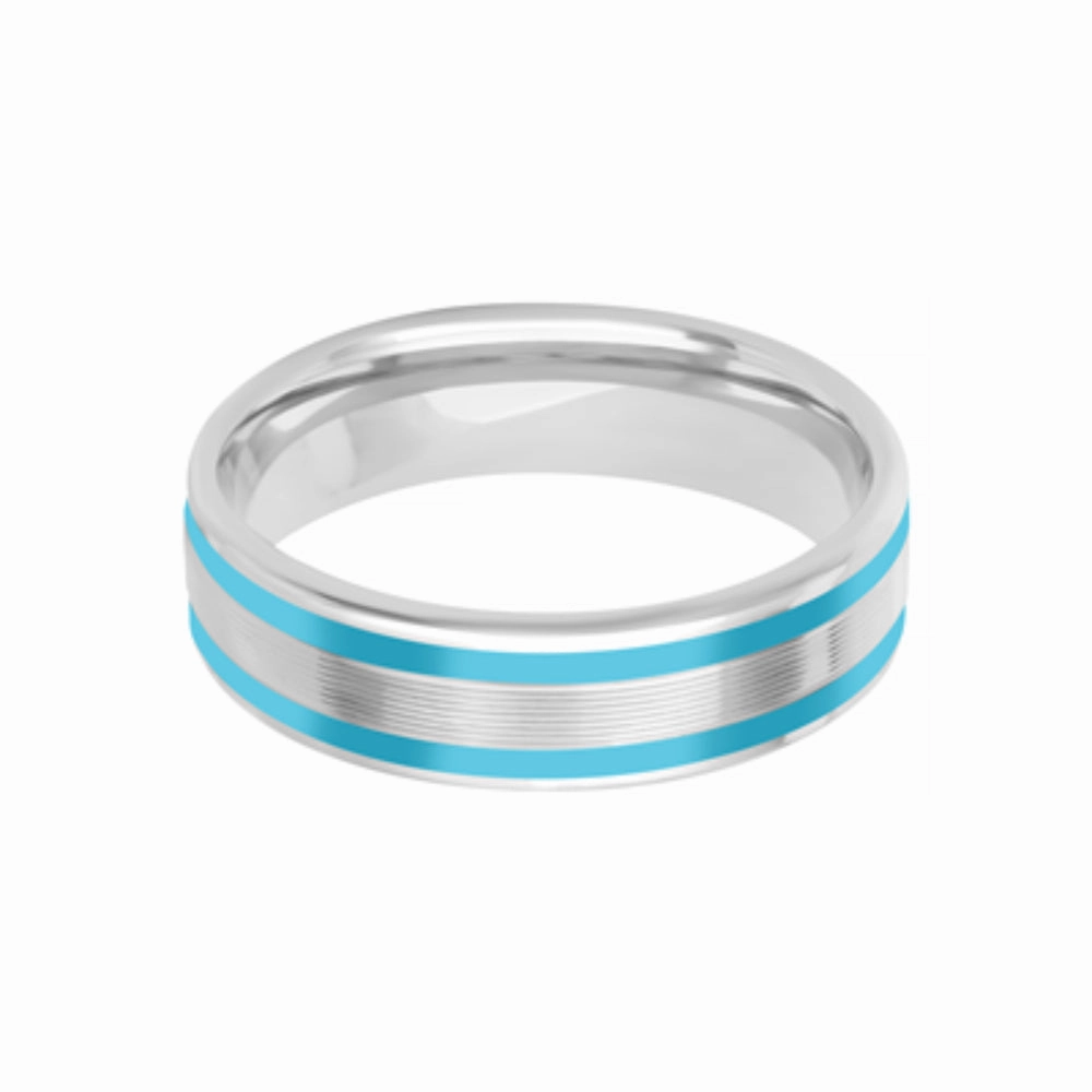 Men's 14k Ceramic & Gold Base Carved Wedding Band