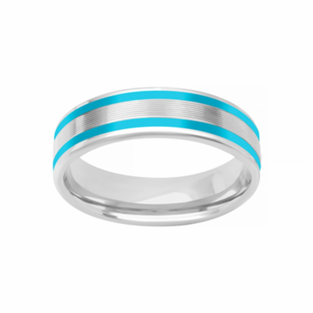 Men's 14k Ceramic & Gold Base Carved Wedding Band