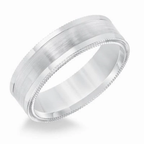 Men's 14k Flat Round Carved Wedding Band