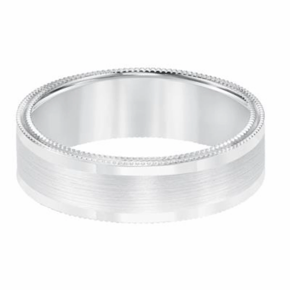 Men's 14k Flat Round Carved Wedding Band