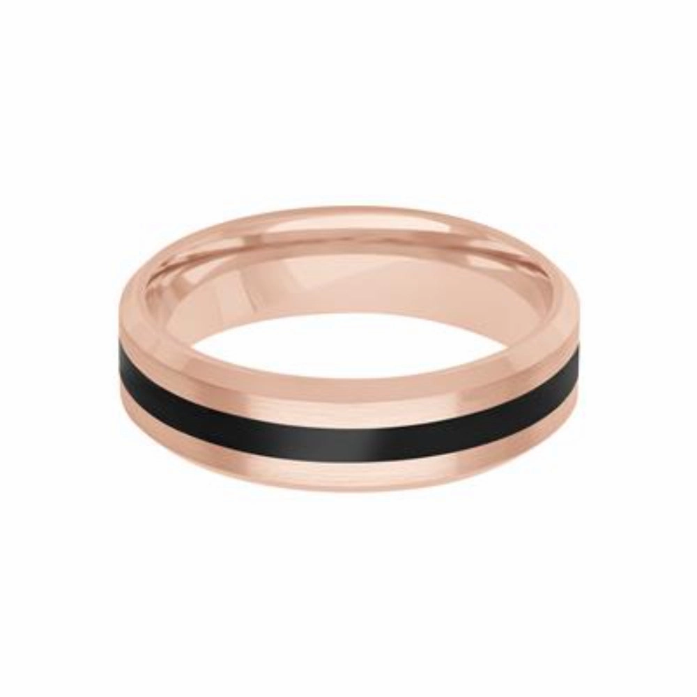 Men's 14k Rose Gold and Ceramic Wedding Band