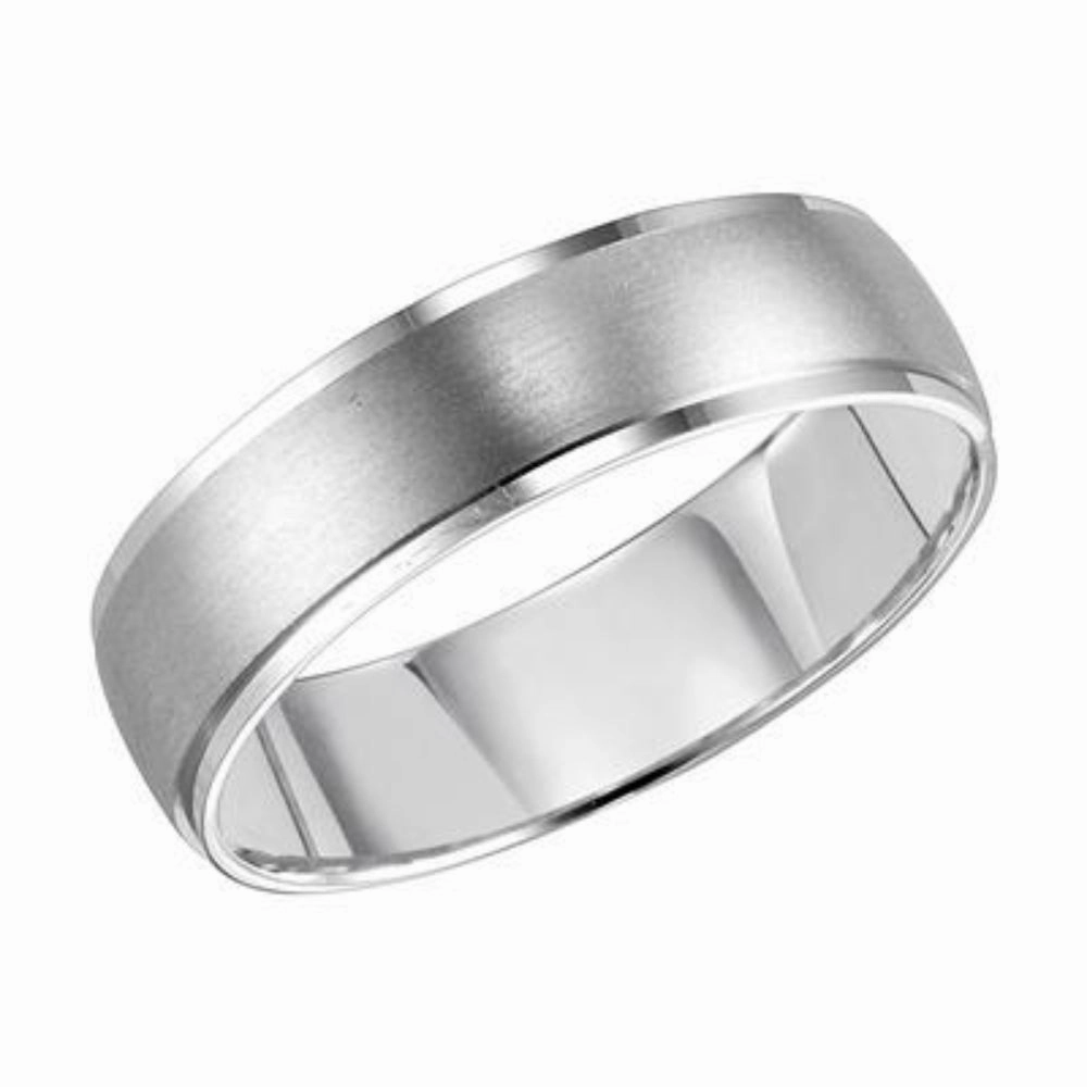 Men's 5mm Platinum Carved Brush Center Wedding Band
